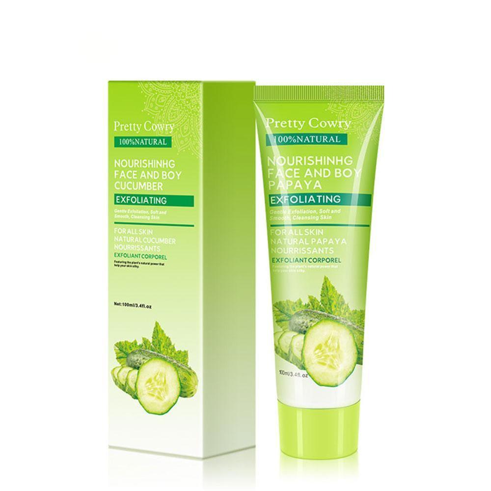 Cucumber Coconut Papaya Exfoliating Gel Cream – Facial & Body Deep Cleansing Moisturizer