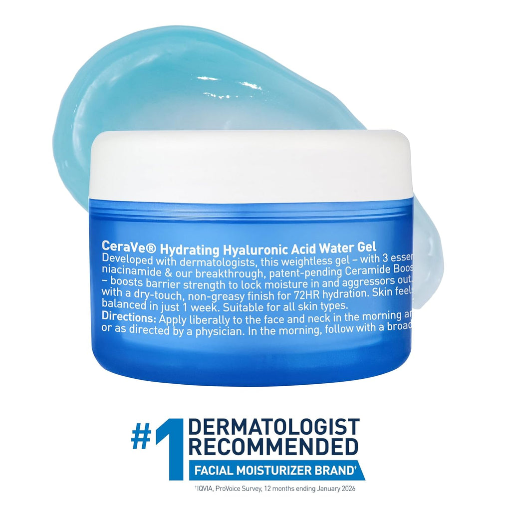 Hydrating Hyaluronic Acid Water Gel Moisturizer for Face, 1.7Oz