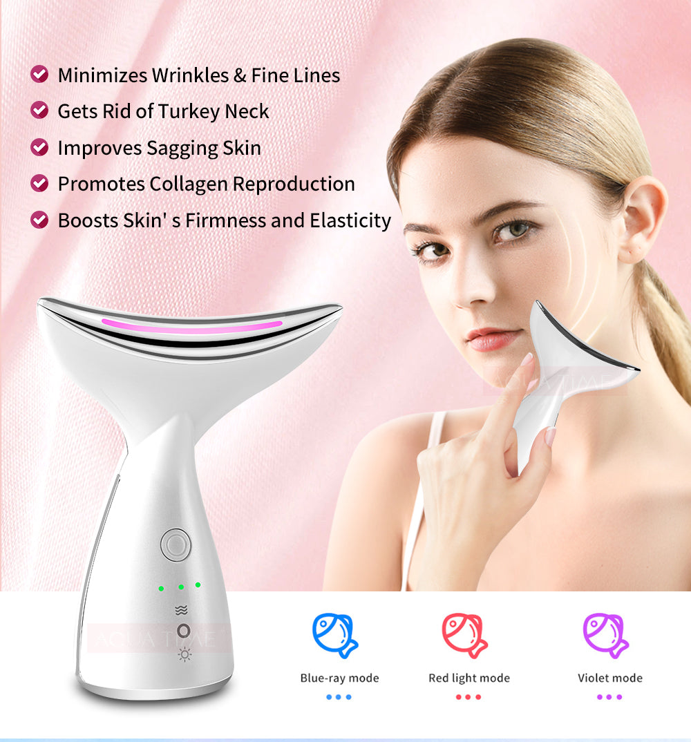 EMS Microcurrent Neck & Face Lifter – 3‑Color LED Photon Therapy, Anti‑Aging & Double Chin Reducer