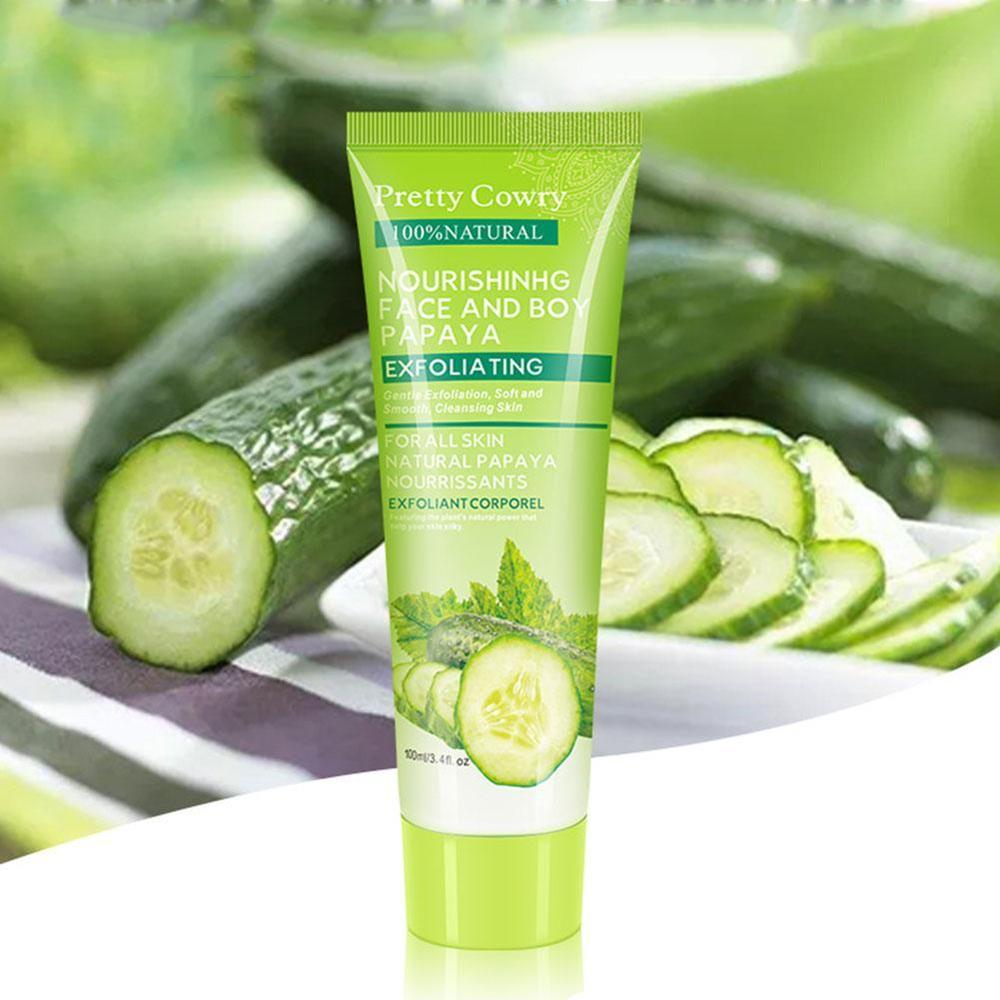 Cucumber Coconut Papaya Exfoliating Gel Cream – Facial & Body Deep Cleansing Moisturizer