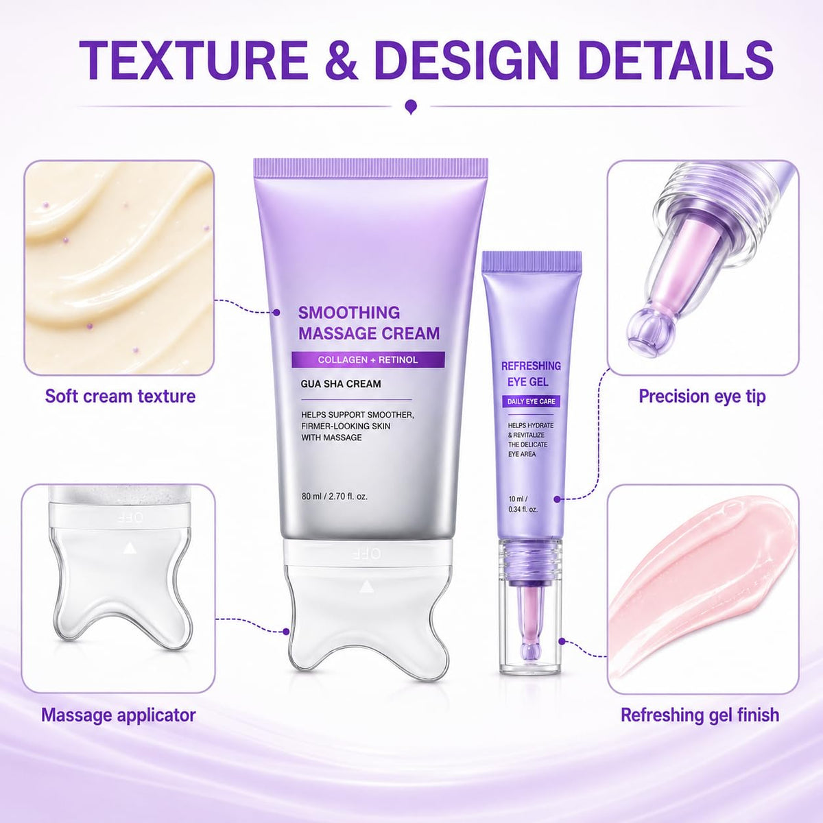 Collagen Retinol Refining Gua Sha Cream and Eye Gel Set 90ml