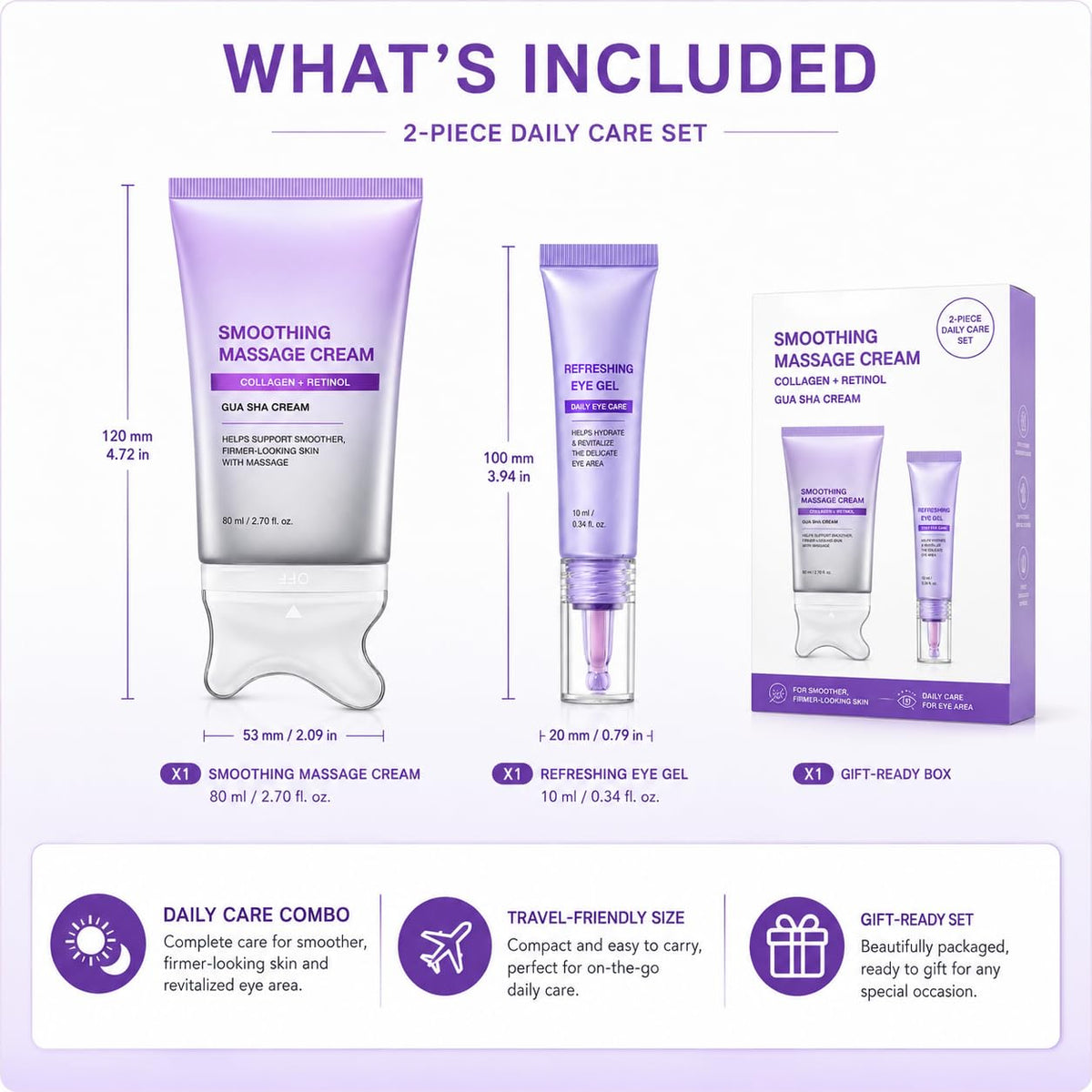 Collagen Retinol Refining Gua Sha Cream and Eye Gel Set 90ml