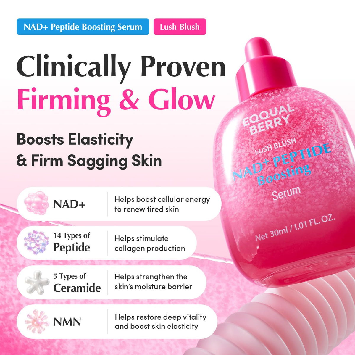 EQQUALBERRY NAD+ Peptide Boosting Anti-Aging Face Serum 30ml