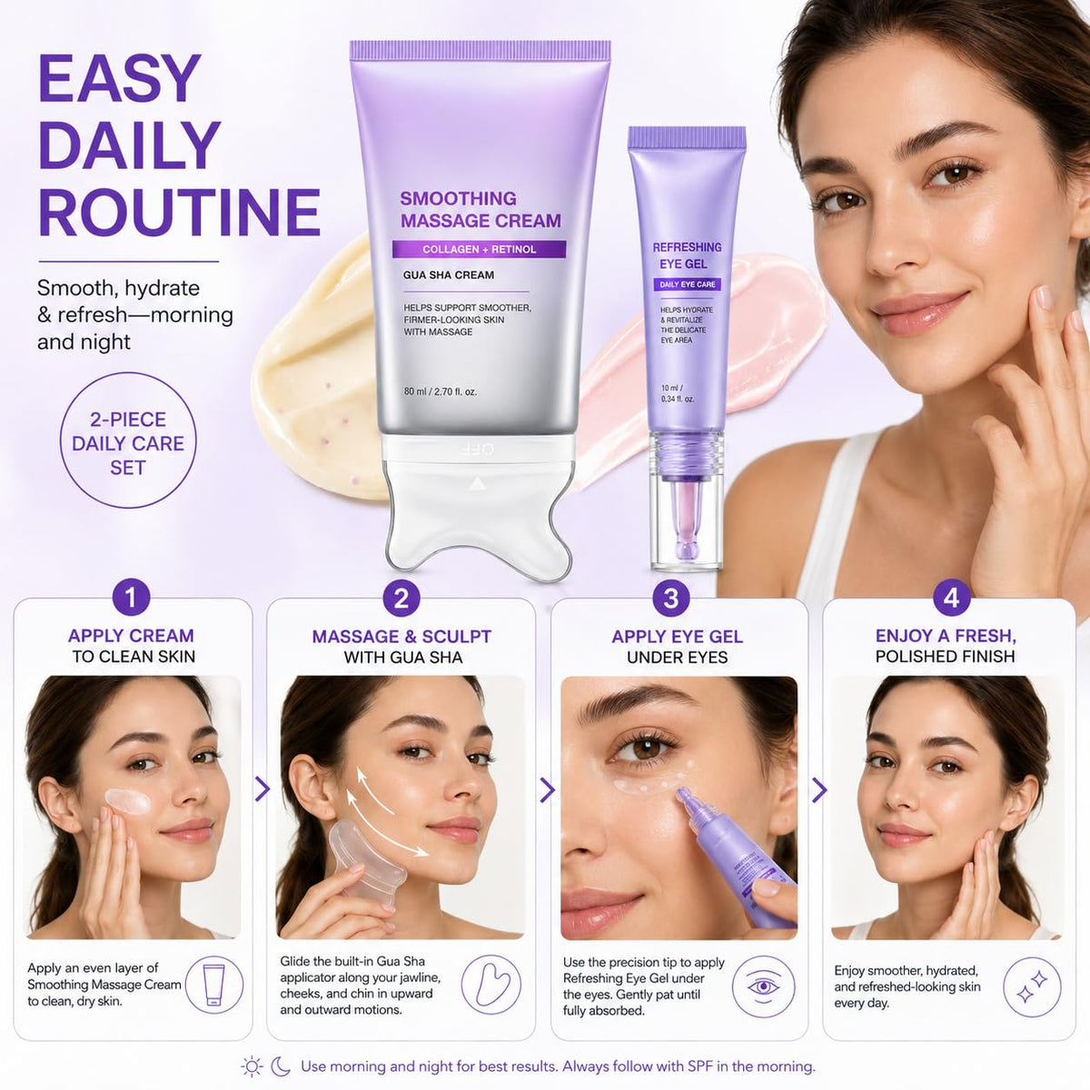 Collagen Retinol Refining Gua Sha Cream and Eye Gel Set 90ml