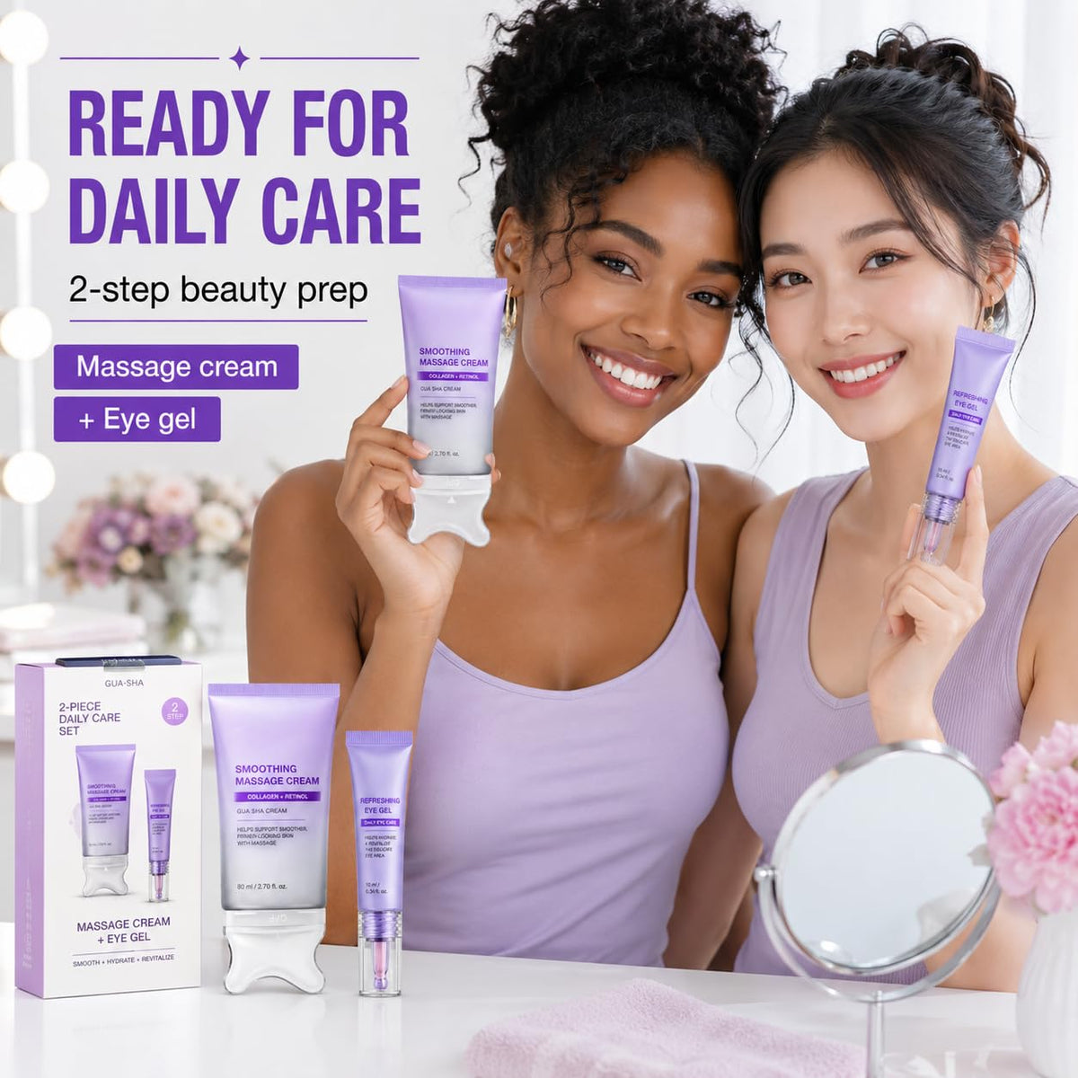 Collagen Retinol Refining Gua Sha Cream and Eye Gel Set 90ml