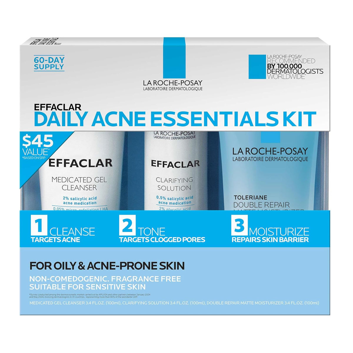 La Roche-Posay Effaclar Daily Acne 3-Step Skin Care Kit