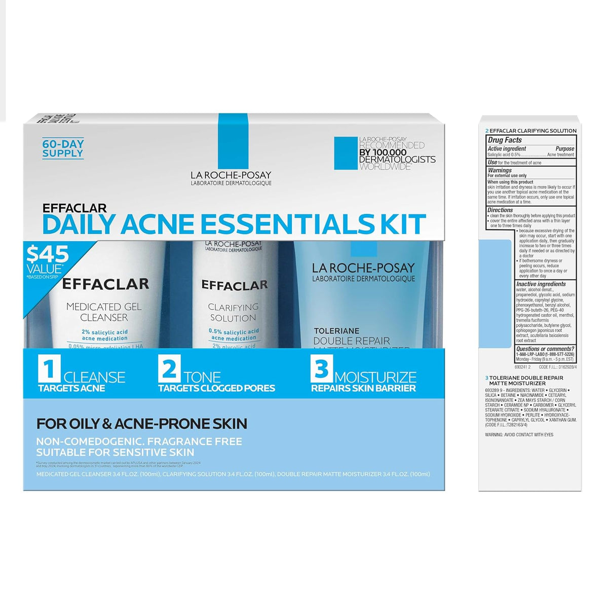 La Roche-Posay Effaclar Daily Acne 3-Step Skin Care Kit