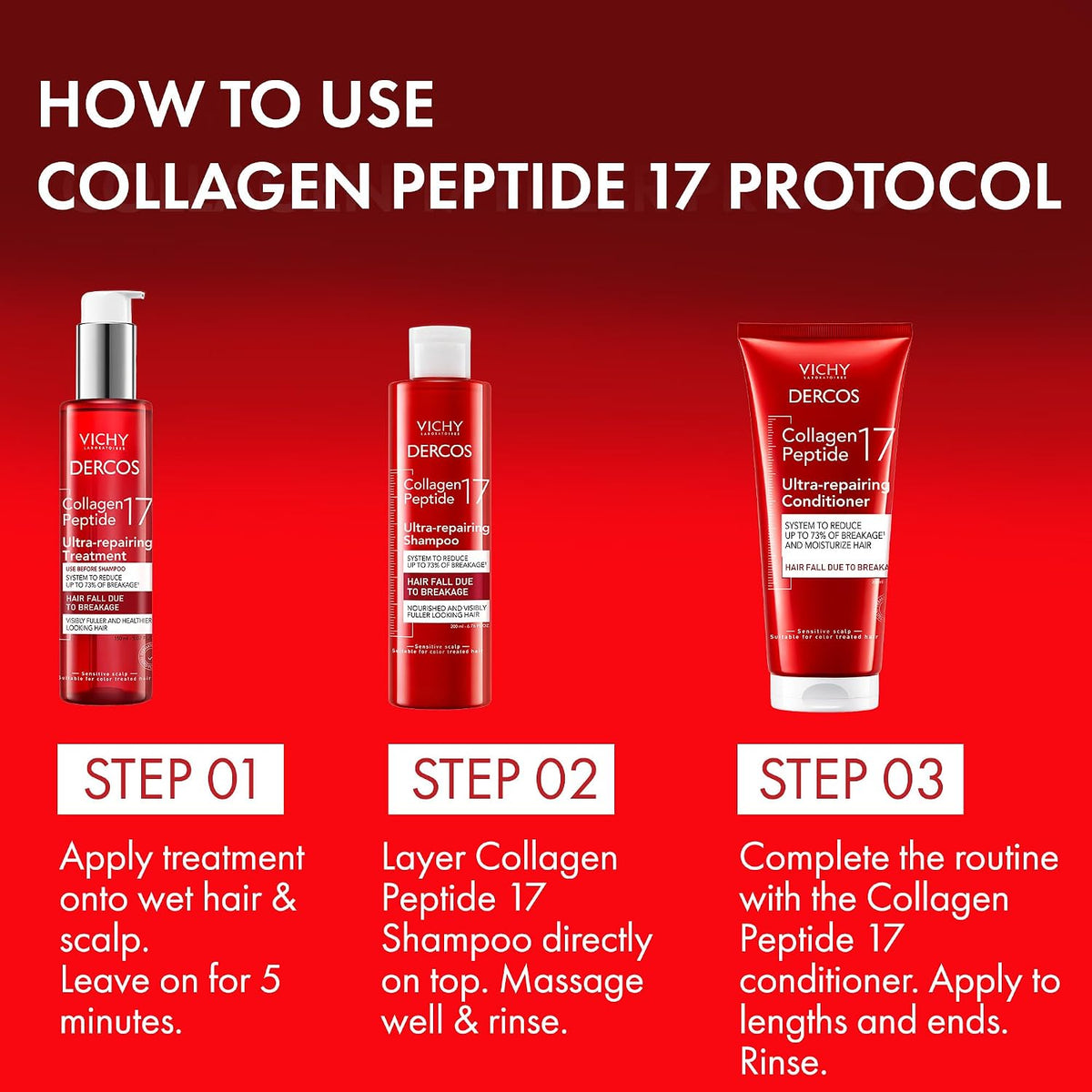 VICHY Dercos Collagen Peptide 17 Ultra Repairing Shampoo
