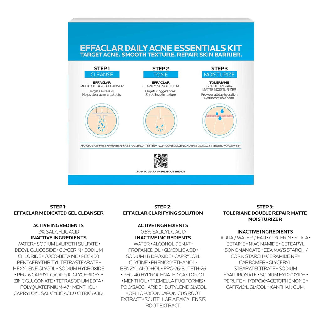 La Roche-Posay Effaclar Daily Acne 3-Step Skin Care Kit