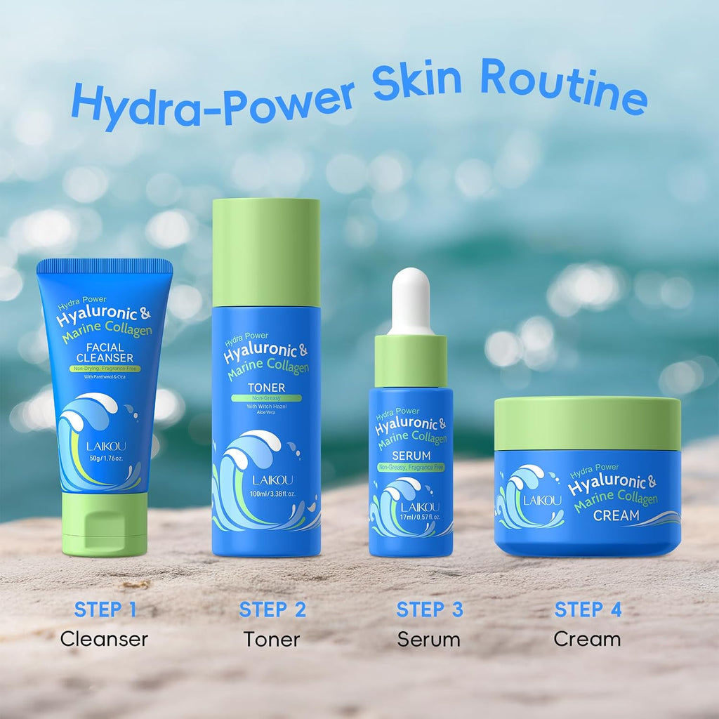 Hydra Power Skin Care Set - Hyaluronic & Marine Collagen Skin Care