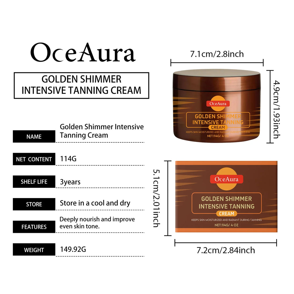 Oceaura Tanning Cream Anti-Ultraviolet Natural Body Face Glow Bronzer Golden Shimmer Herbal Essence Nourishing Self Tanning Gel