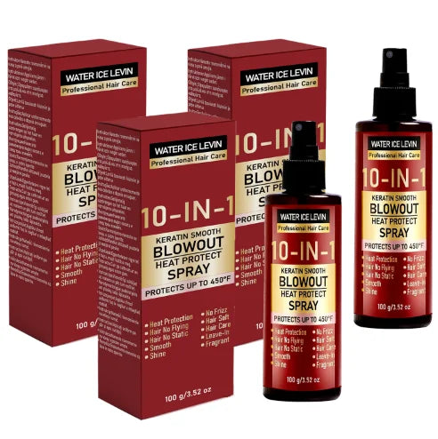 10-IN-1 Keratin Smooth Blowout Heat Protect Spray - Up to 450°F Heat Protection, Shine with Keratin & Biotin for All Hair Types