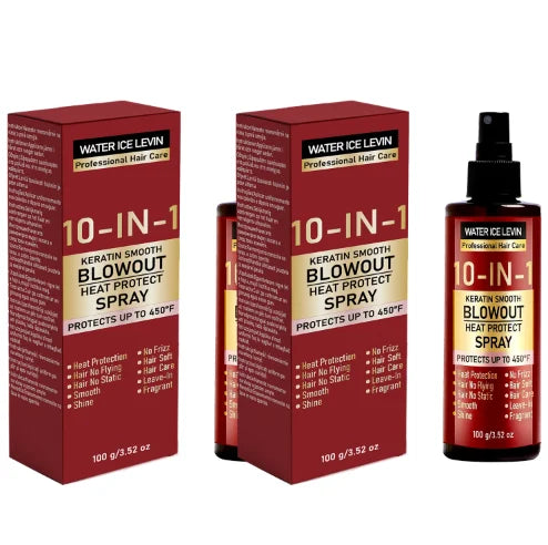 10-IN-1 Keratin Smooth Blowout Heat Protect Spray - Up to 450°F Heat Protection, Shine with Keratin & Biotin for All Hair Types