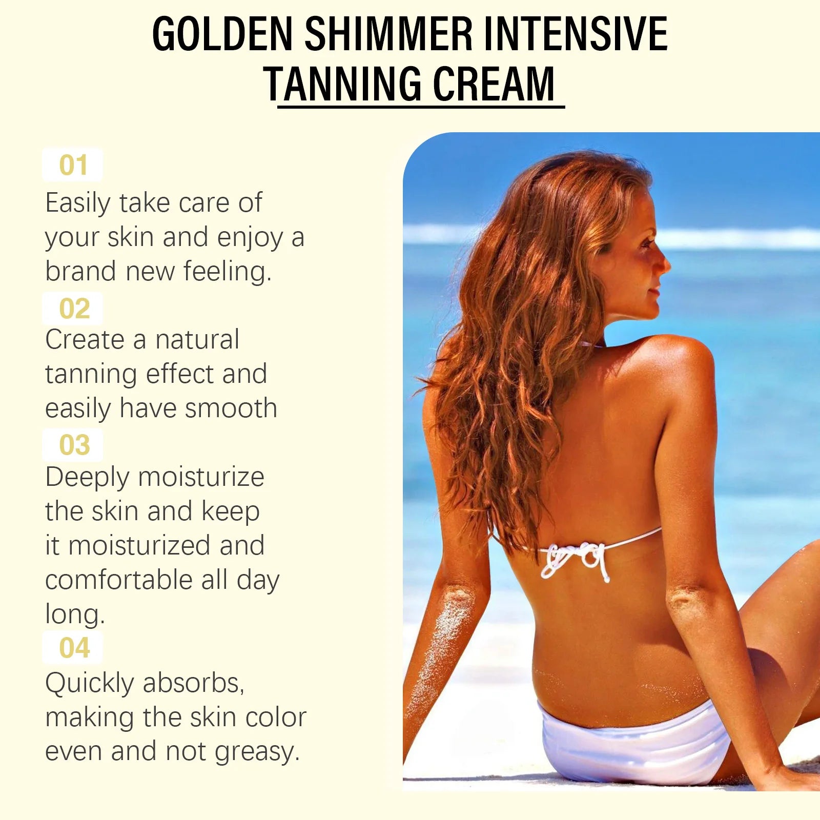 Oceaura Tanning Cream Anti-Ultraviolet Natural Body Face Glow Bronzer Golden Shimmer Herbal Essence Nourishing Self Tanning Gel