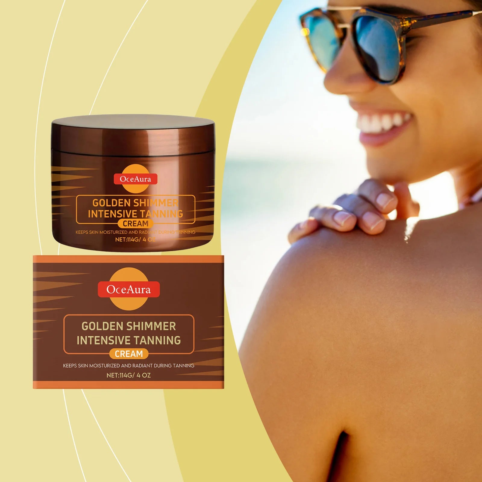 Oceaura Tanning Cream Anti-Ultraviolet Natural Body Face Glow Bronzer Golden Shimmer Herbal Essence Nourishing Self Tanning Gel