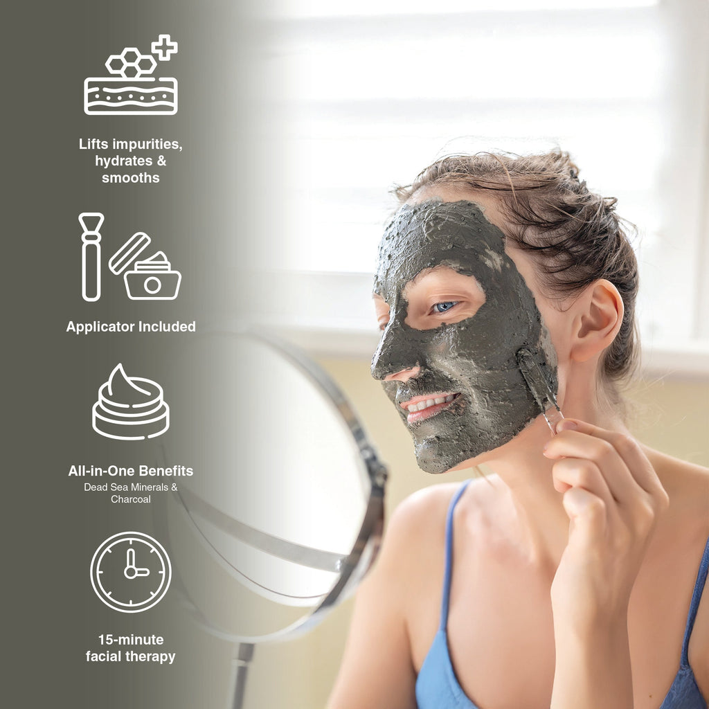 Facial Mud Mask Duo with Applicator – Deep Pore Cleansing