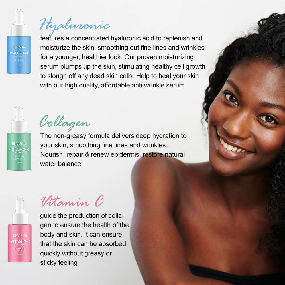 Complete Facial Serum Set – Collagen, Hyaluronic Acid & Vitamin Complex for Wrinkle Care