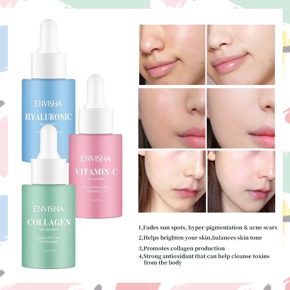 Complete Facial Serum Set – Collagen, Hyaluronic Acid & Vitamin Complex for Wrinkle Care