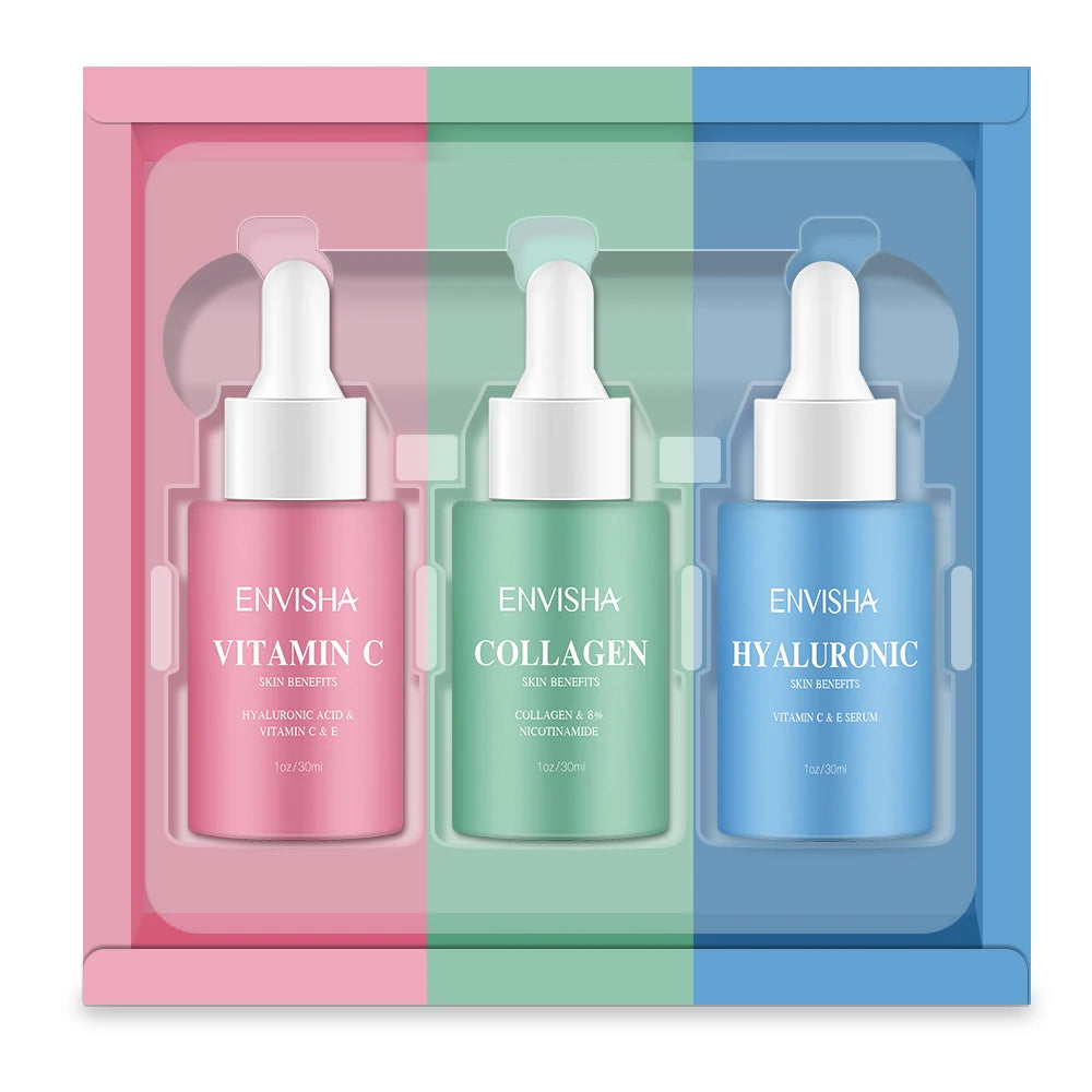 Complete Facial Serum Set – Collagen, Hyaluronic Acid & Vitamin Complex for Wrinkle Care