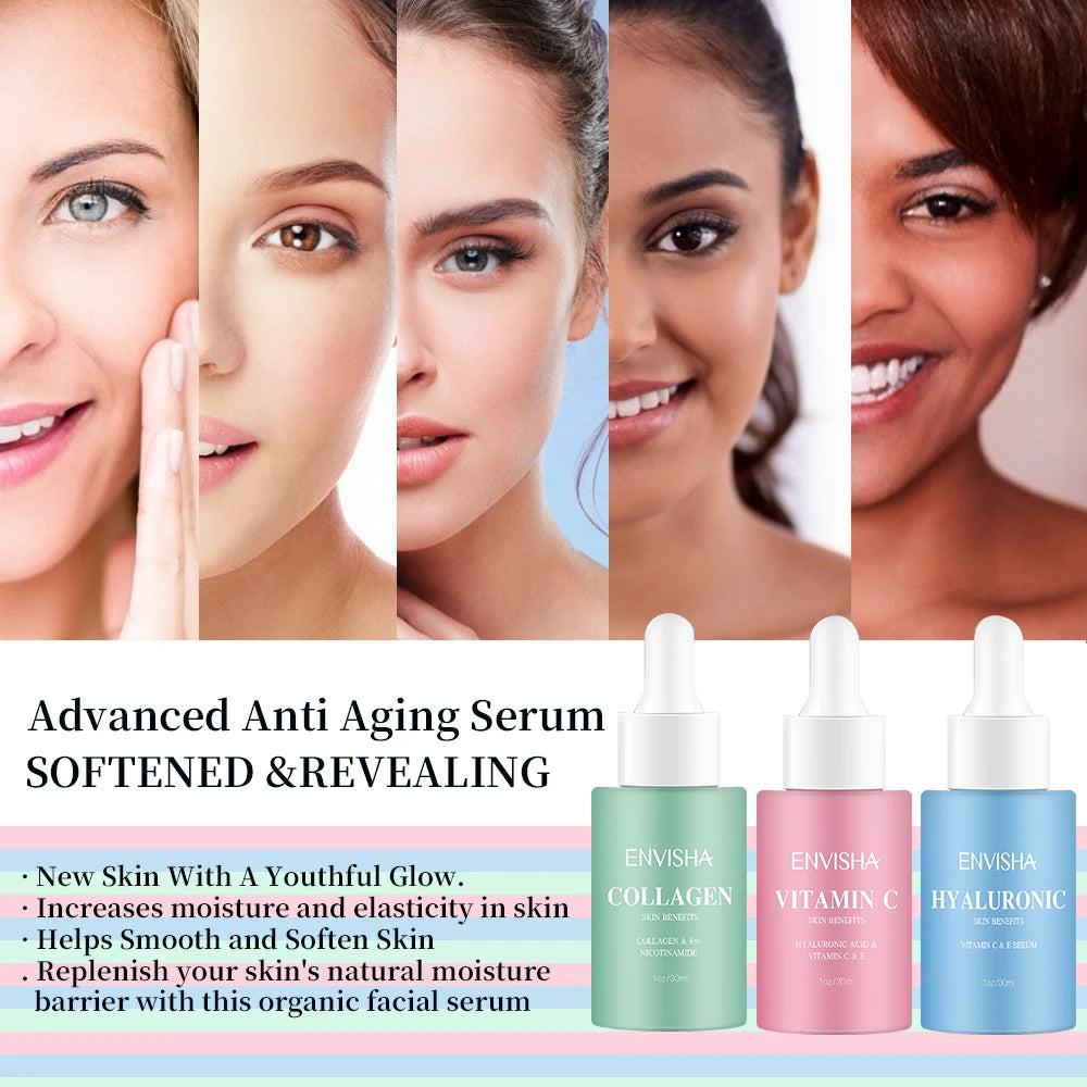 Complete Facial Serum Set – Collagen, Hyaluronic Acid & Vitamin Complex for Wrinkle Care