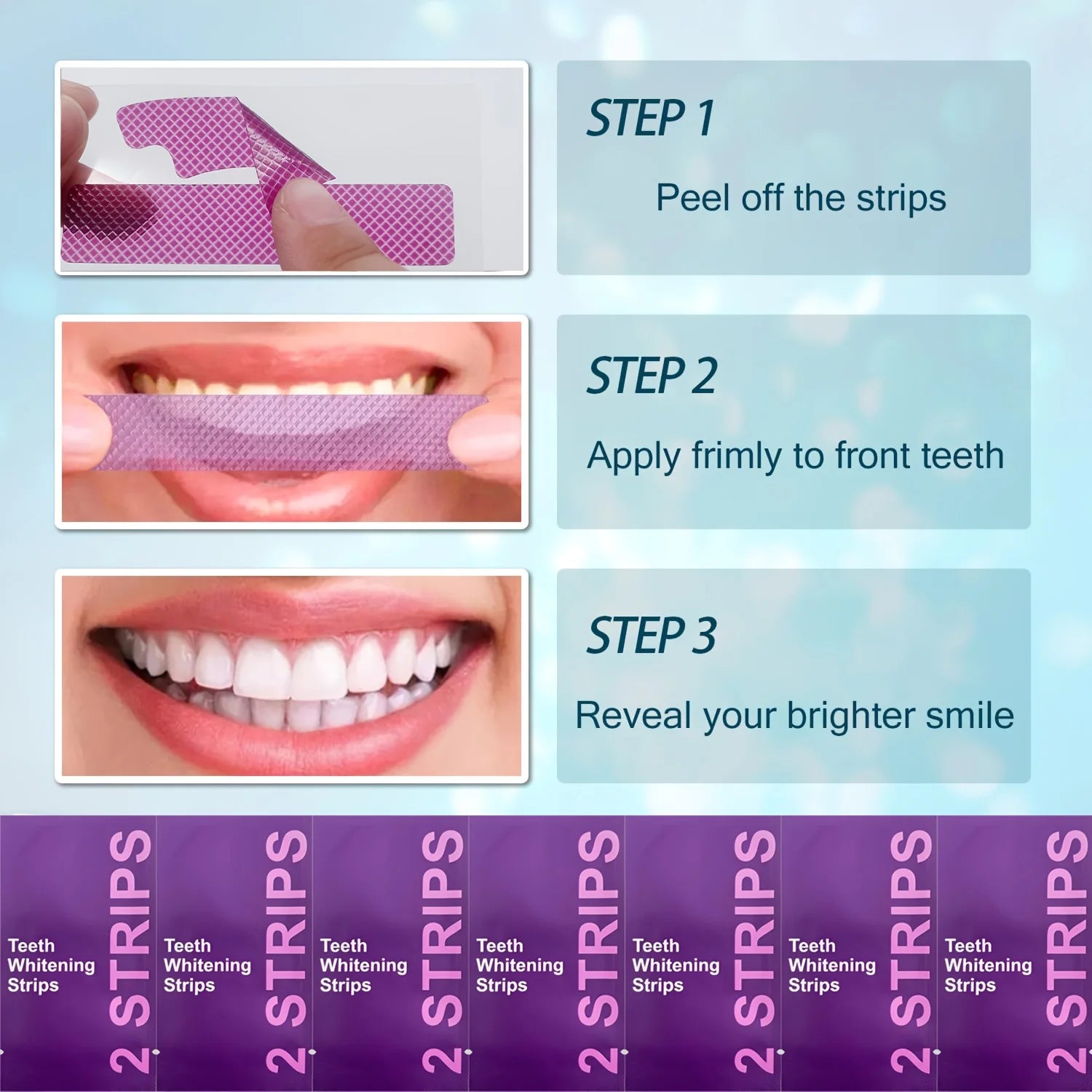 4Pcs Purple Teeth Whitening Strips 2.0 – Professional Stain Removal & Brightening Oral Care