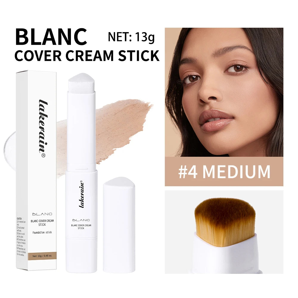 Color‑Changing Foundation Stick – Korean High‑Coverage, Waterproof Dual‑Ended Base with Built‑In Brush