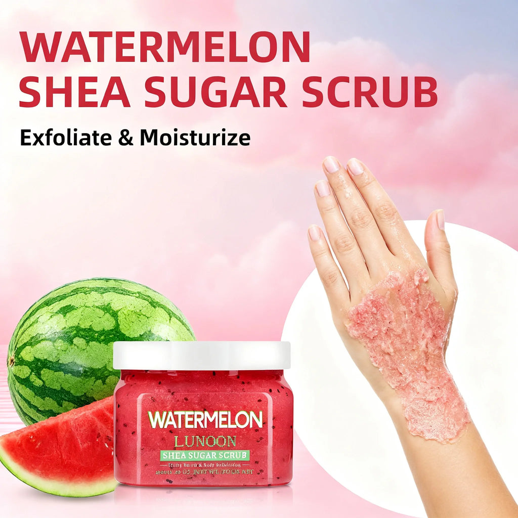 Natural Watermelon & Shea Butter Sugar Scrub 150g - Hydrating Body Polish for Smooth, Glowing Skin on Elbows, Knees & Legs.