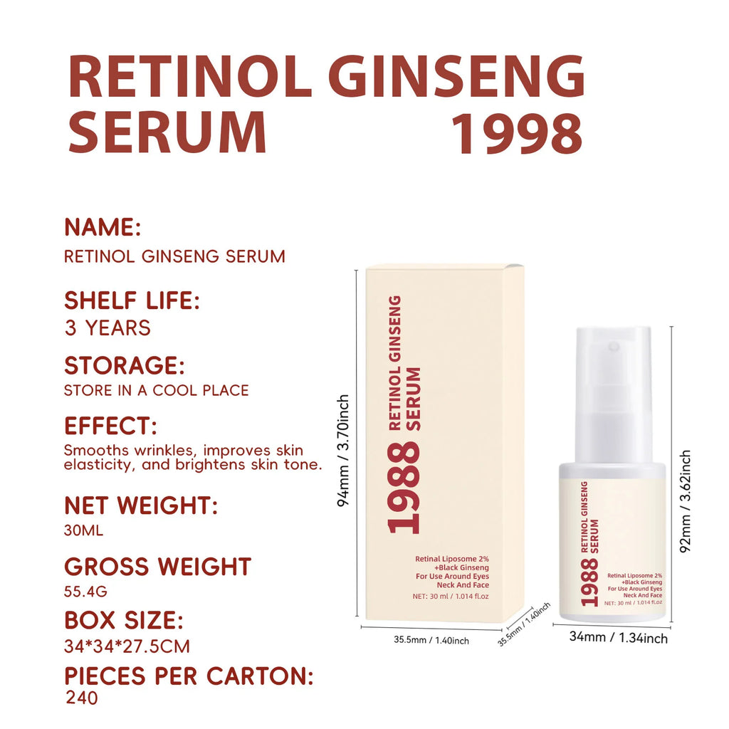 Seoul 1988 Korean Black Ginseng Retinol Serum with Niacinamide & Vitamin C - Hydrating Facial Ampoule for Daily Skin Care