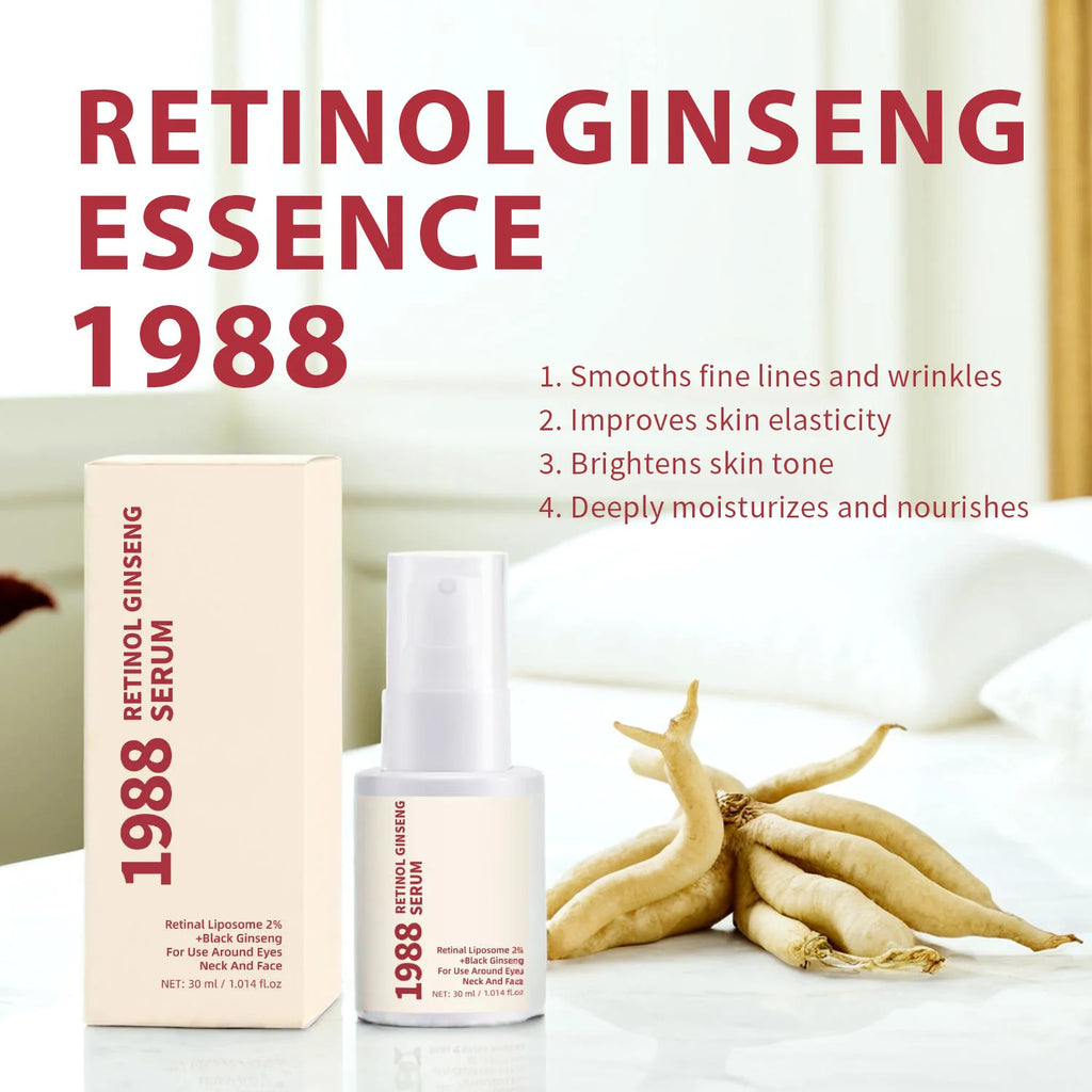 Seoul 1988 Korean Black Ginseng Retinol Serum with Niacinamide & Vitamin C - Hydrating Facial Ampoule for Daily Skin Care