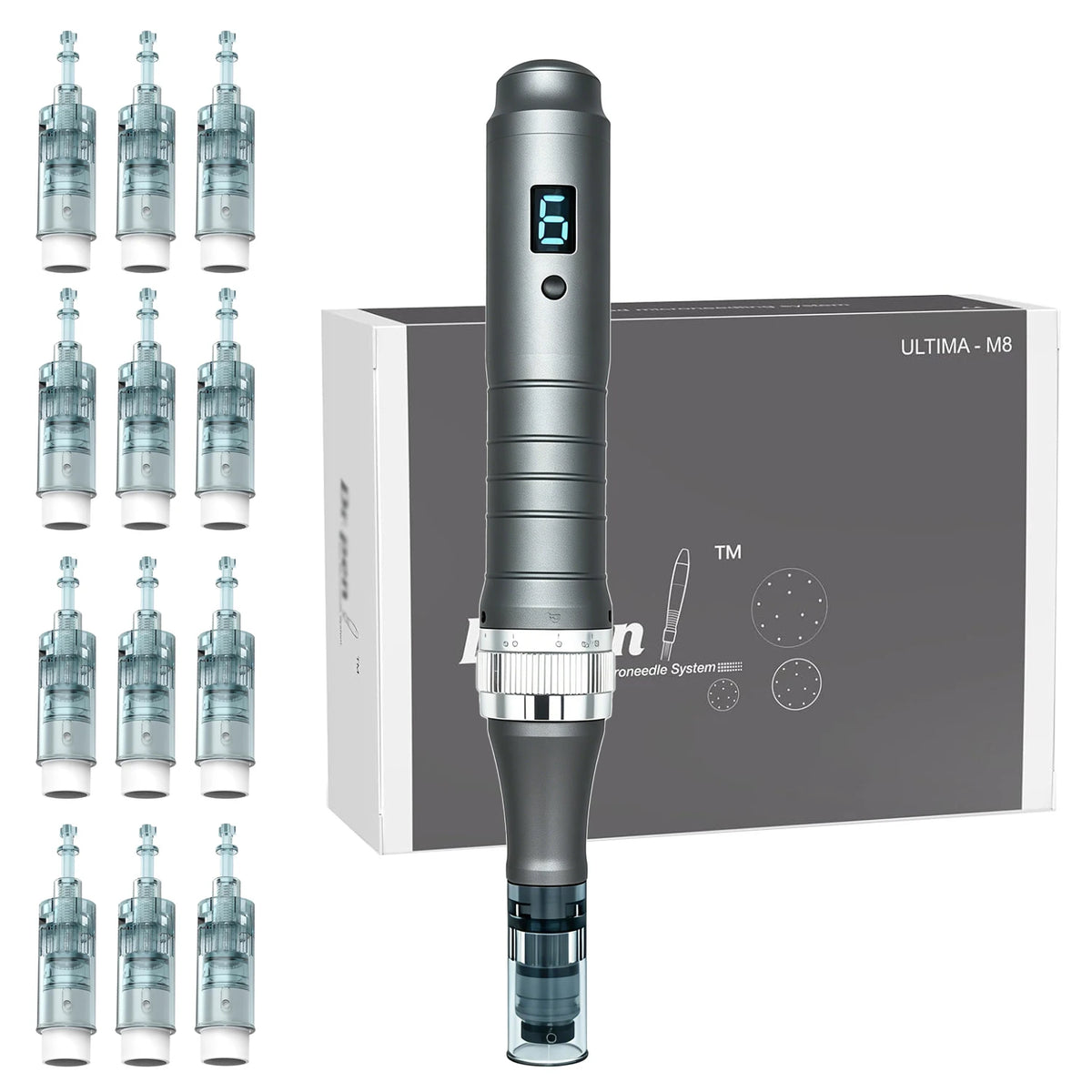 M8 MicroPen – Appareil de microneedling professionnel + 12 embouts