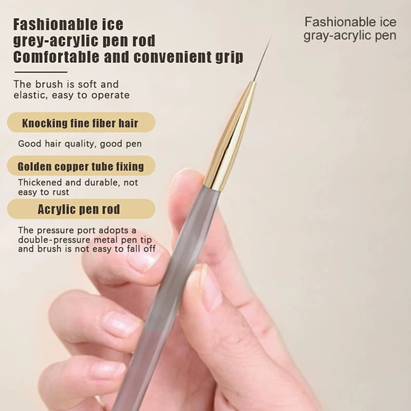 5Pcs Slim Nail Art Brushes – Acrylic Flower Painting & Line Drawing Kit