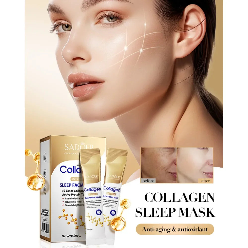 Deep hydration for soft, supple skin SADOER Collagen Sleeping Facial Masks.