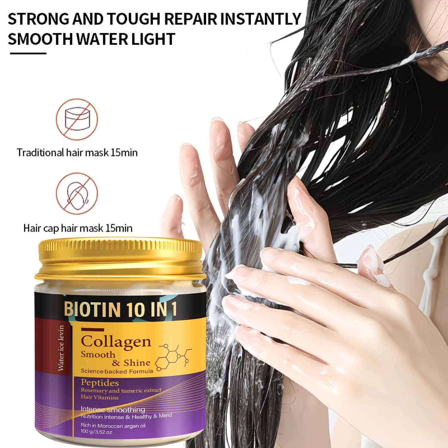 Collagen & Keratin Hair Mask - Biotin 10-in-1 Formula for Smooth, Shiny & Repaired Hair