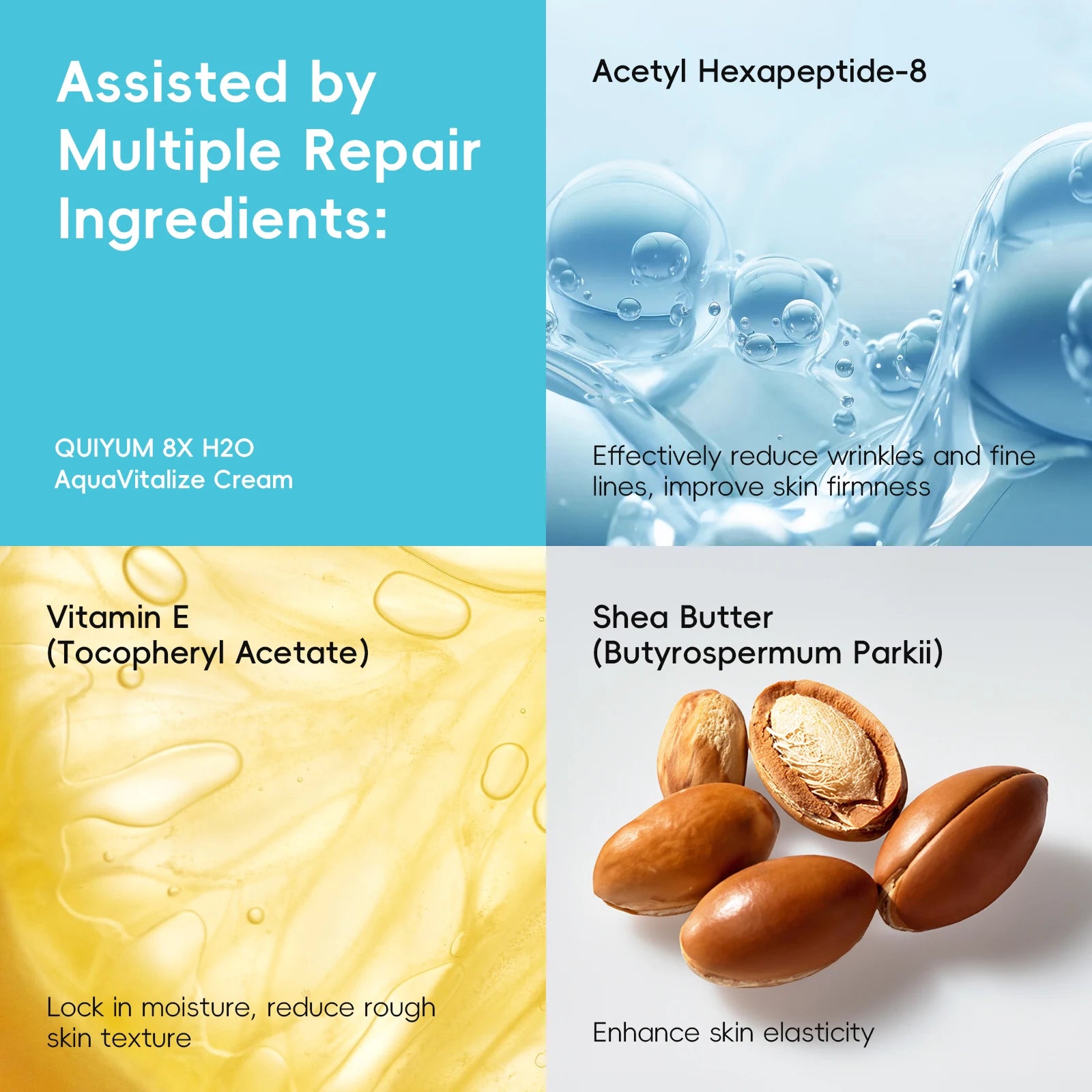 Quiyum 8X H2O AquaVitalize Cream 55g Deep Nourishing Daily Face Cream Boost Skin Radiance Maintain Skin Elasticity