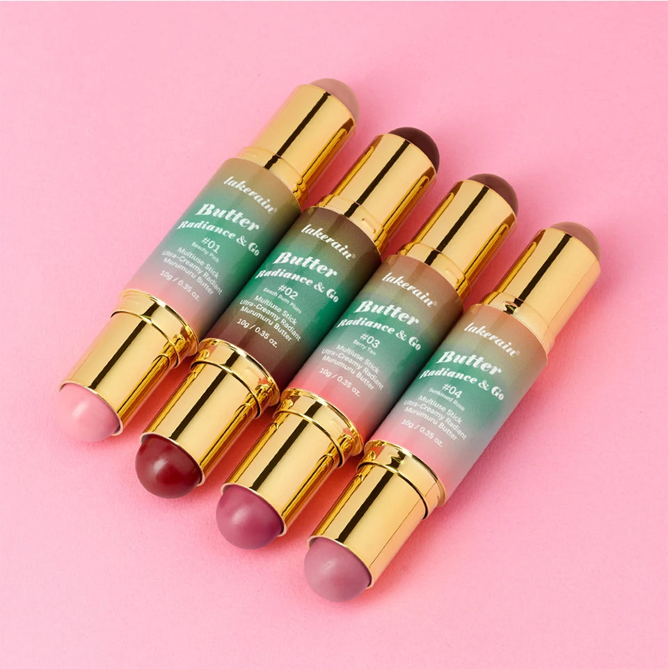 Lakerain Multipurpose Blush Stick Moisturizing Skin Long Lasting Natural Double-headed Bronzer-Blush Stick Pigmented Beauty Makeup