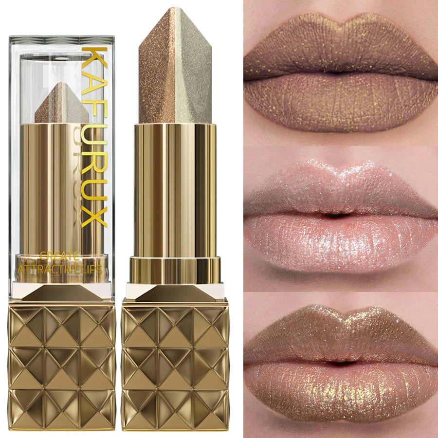 Dual‑Color Metallic Lipstick – Glitter Shine, Matte Finish, Long‑Lasting Lip Tint