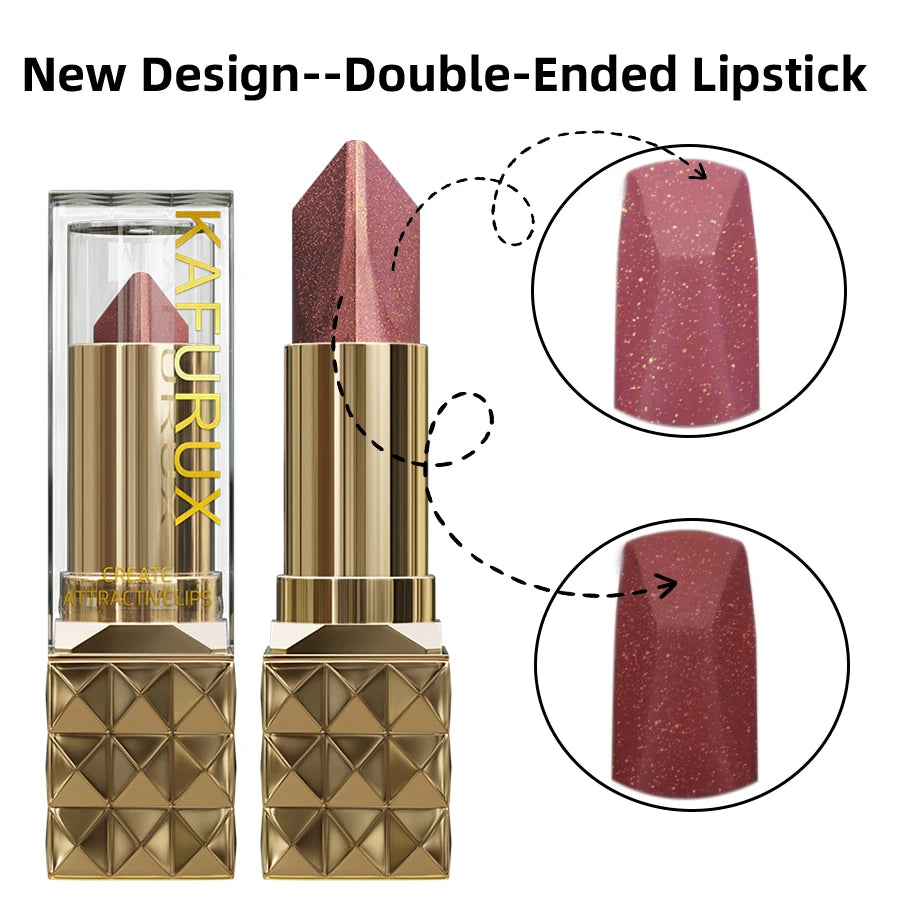 Dual‑Color Metallic Lipstick – Glitter Shine, Matte Finish, Long‑Lasting Lip Tint