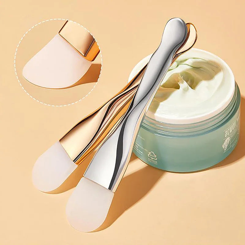 Double‑Head Silicone Facial Mask Brush – Mud Mask Applicator & Face Cleaning Scraper for Skincare