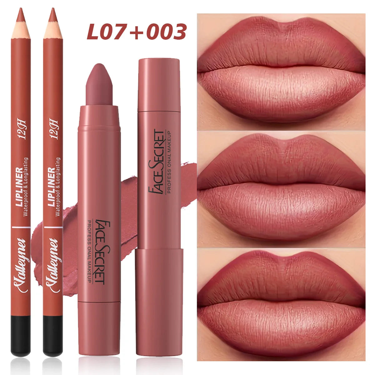 Matte Velvet Lip Duo – 2‑Piece Lip Liner & Lipstick Pencil Set | Long‑Lasting, Full‑Color Lip Combo