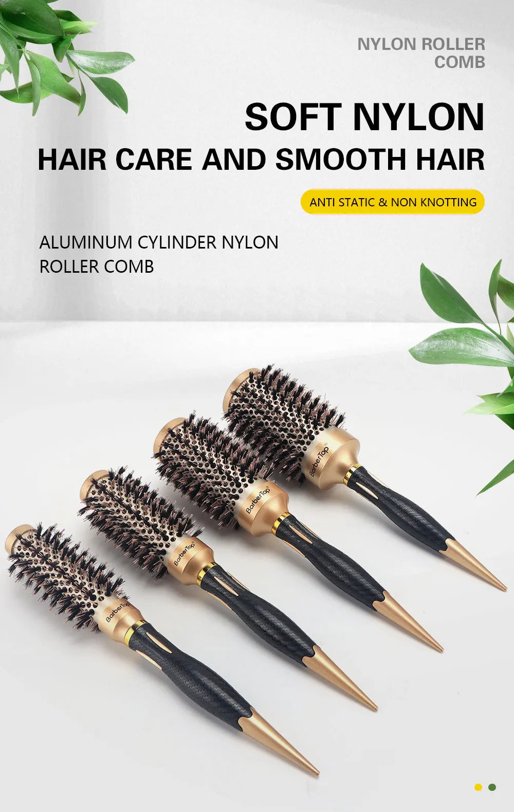 Hair Salon Round Rolling Hairdressing Comb Professional Women Straight Curly Combs Barbershop Curling Styling Tools Supplies
