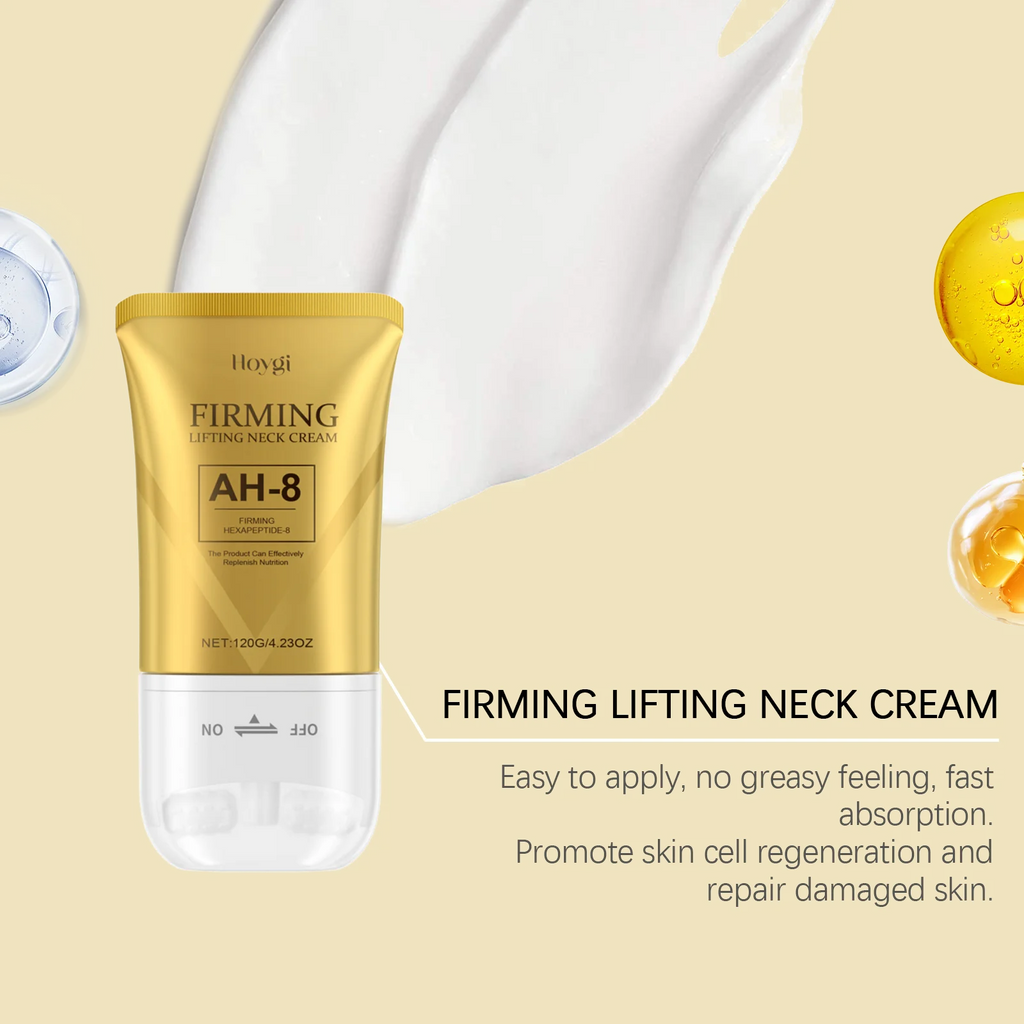 AH-8 Firming Neck Cream with Roller Moisturizing Tightening Lotion Jawline Double Chin Lifting Massage Anti Aging Neck Skin Care