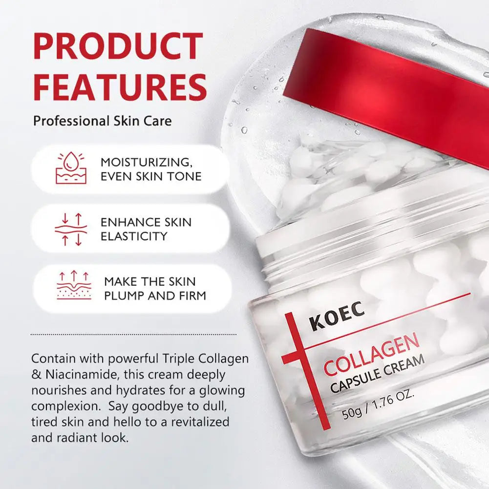 KOEC Collagen Capsule Cream 50g Improve Dryness And Fine Lines Professional Skin Care Firming Hydrating Collagen Face Cream