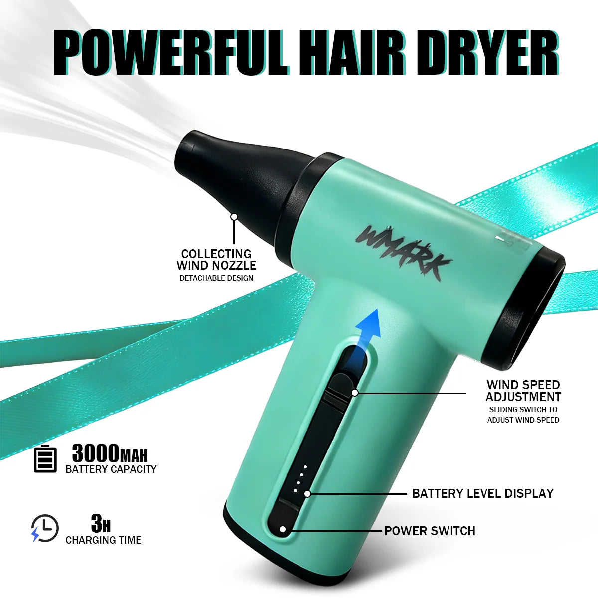 WMARK Professional Hair Trimmer 5 in 1 Barber KIT Shaver Hair Dryer and Spray Bottle Handheld Gift Box Trimmer for Men NG-8637