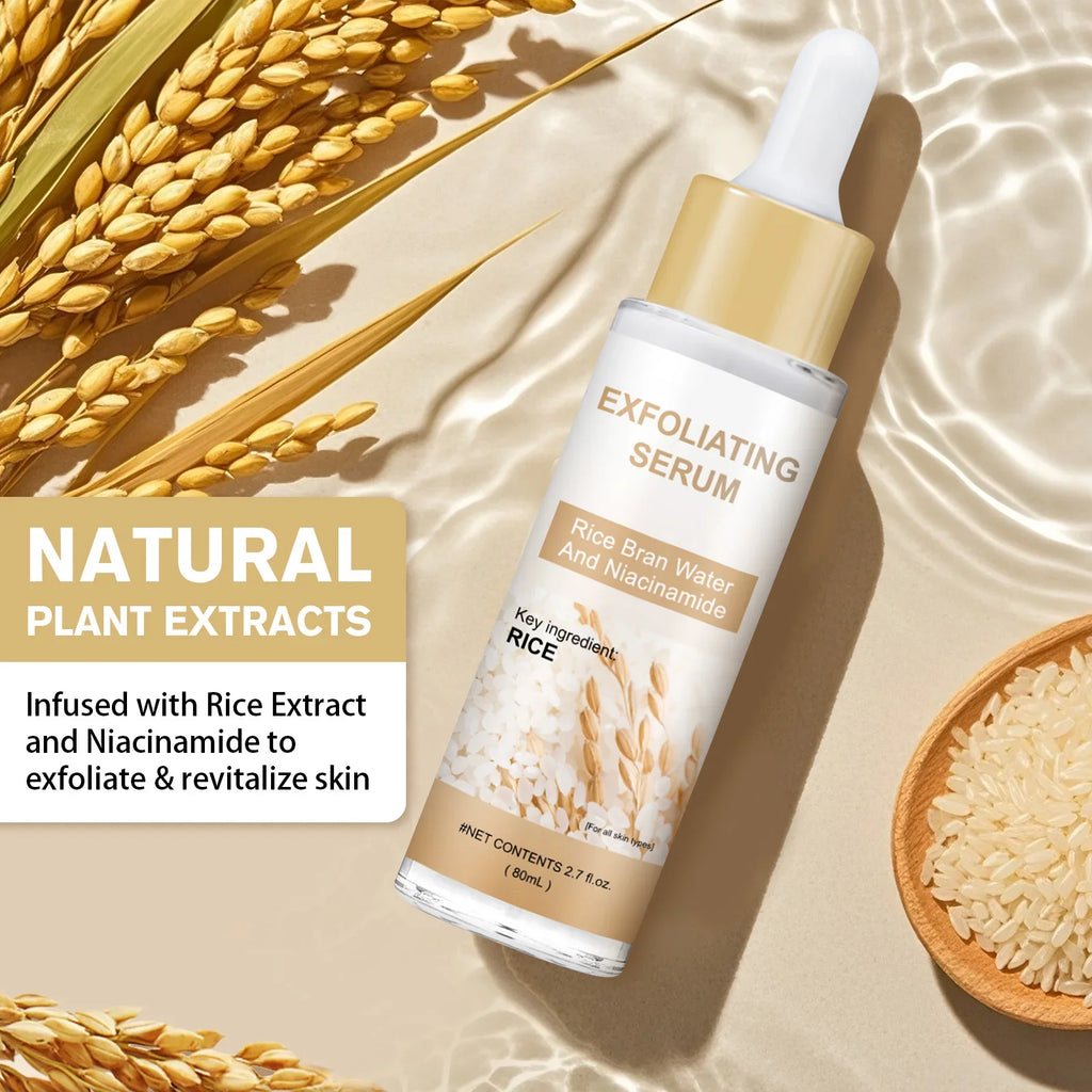 Brightening Rice Bran Face Serum 80ml - Natural Fruit Acids Gently Exfoliate, Smooth & Enhance Skin Texture for Radiance.