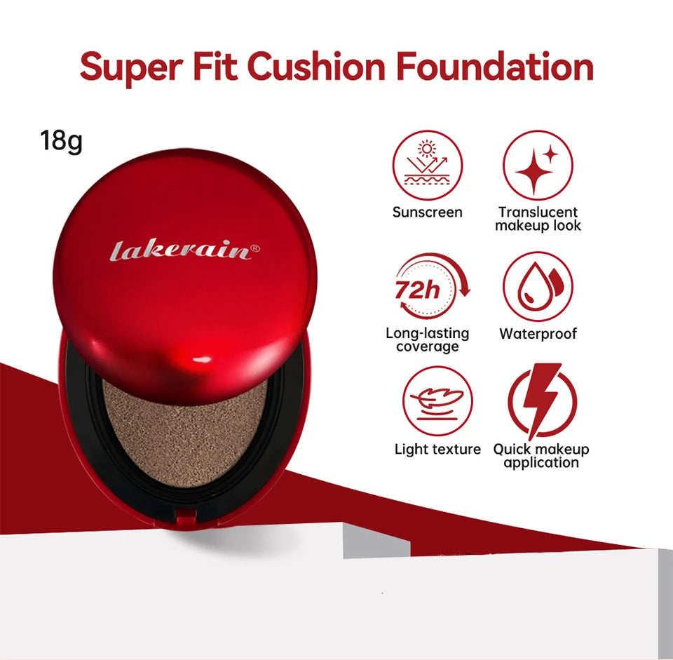 Lakerain Cushion Foundation Sunscreen Waterproof Long-lasting Brighten Foundation Cream Women Base Makeup Face Korean Cosmetics
