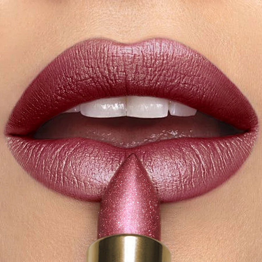 Metallic Glitter Shiny Lipstick Lip Tint,Waterproof Lip Senior Matte Lip Makeup Gifts for Women Cosmetic Lip Glaze