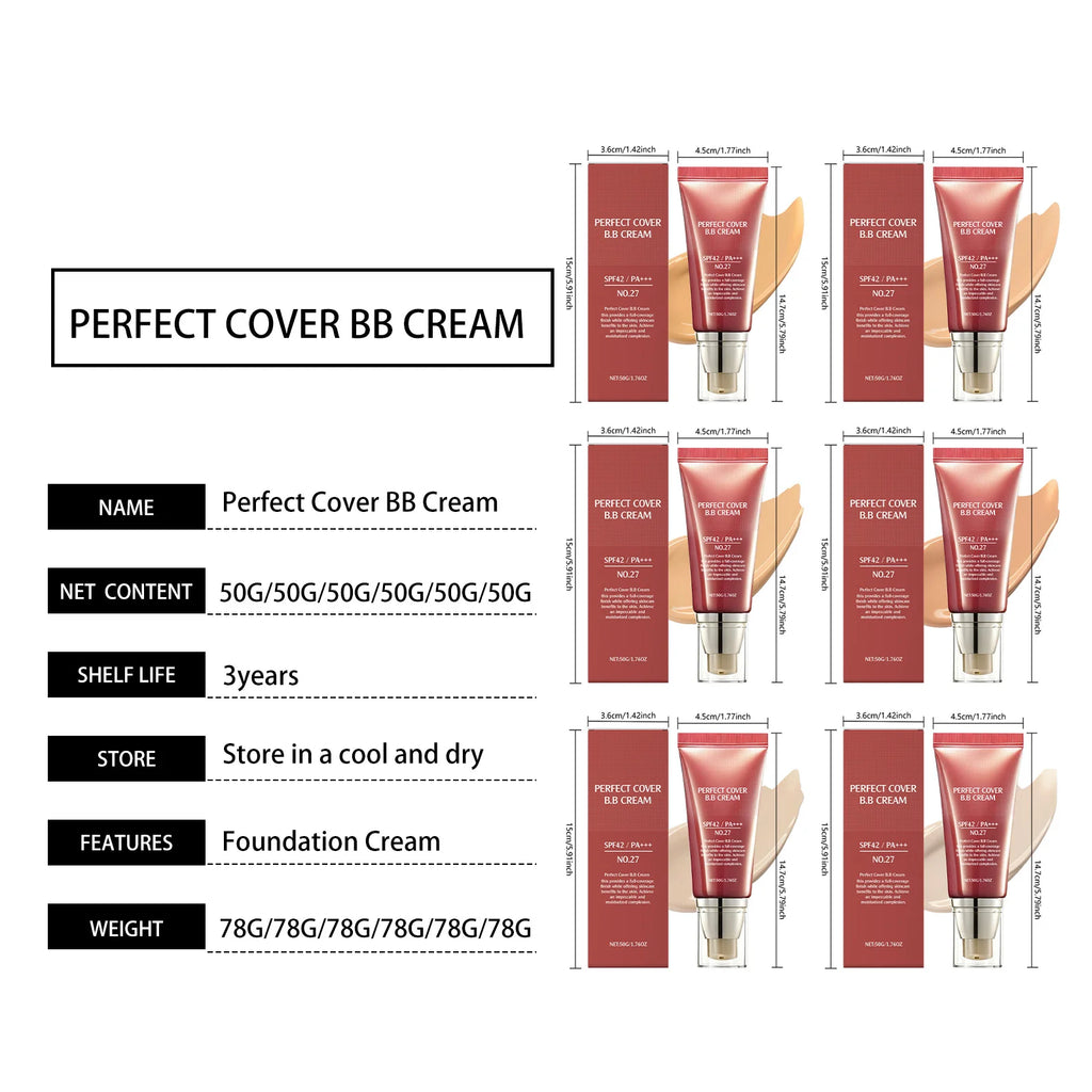 SPF42 PA+++ BB Cream – Full‑Coverage Liquid Foundation for Smooth, Even, Radiant Skin