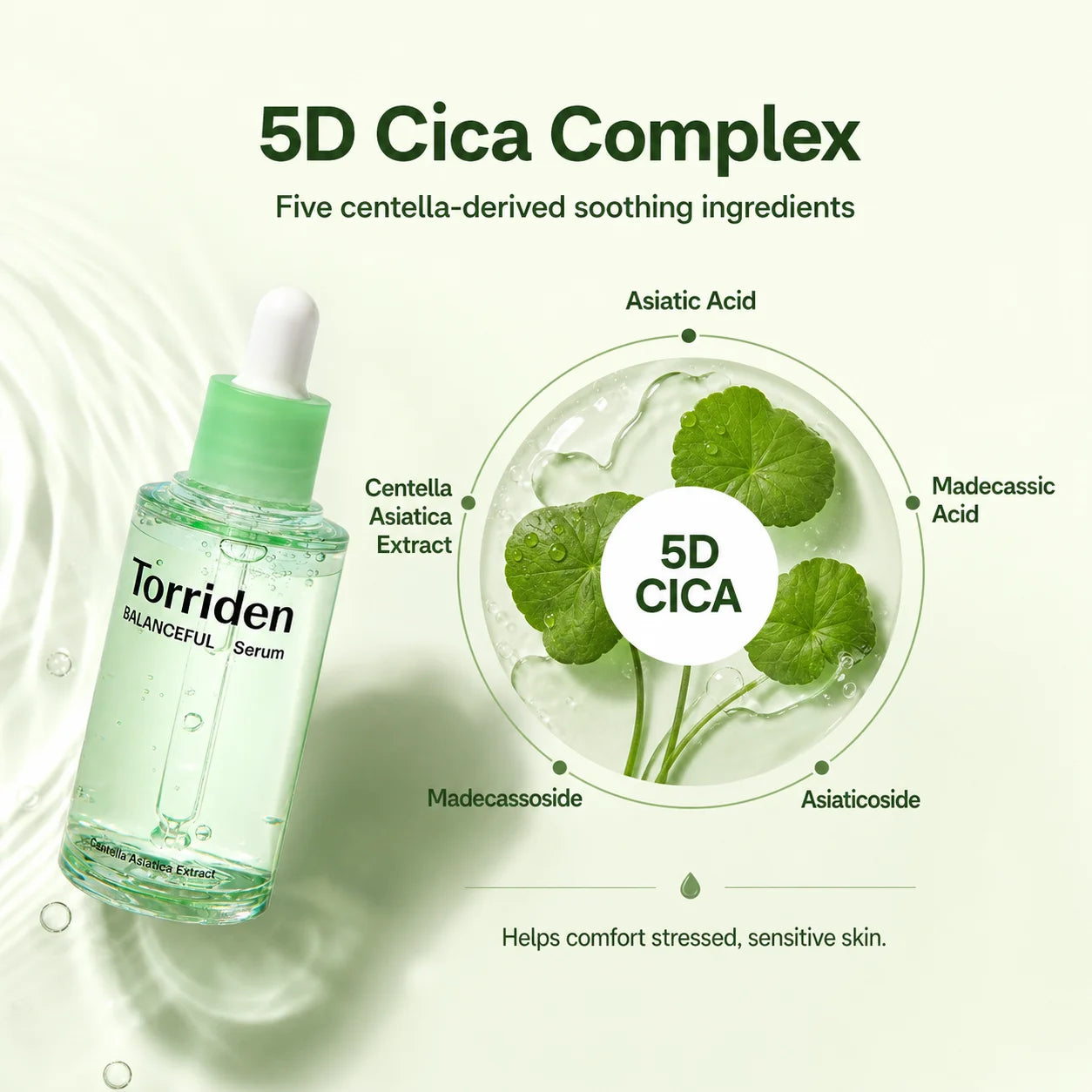 Torriden Cica Soothing Serum 50ml Hyaluronic Acid Serum 50ml,Refreshing & Non-Sticky,Korean Skincare Korean Makeup Lightweight
