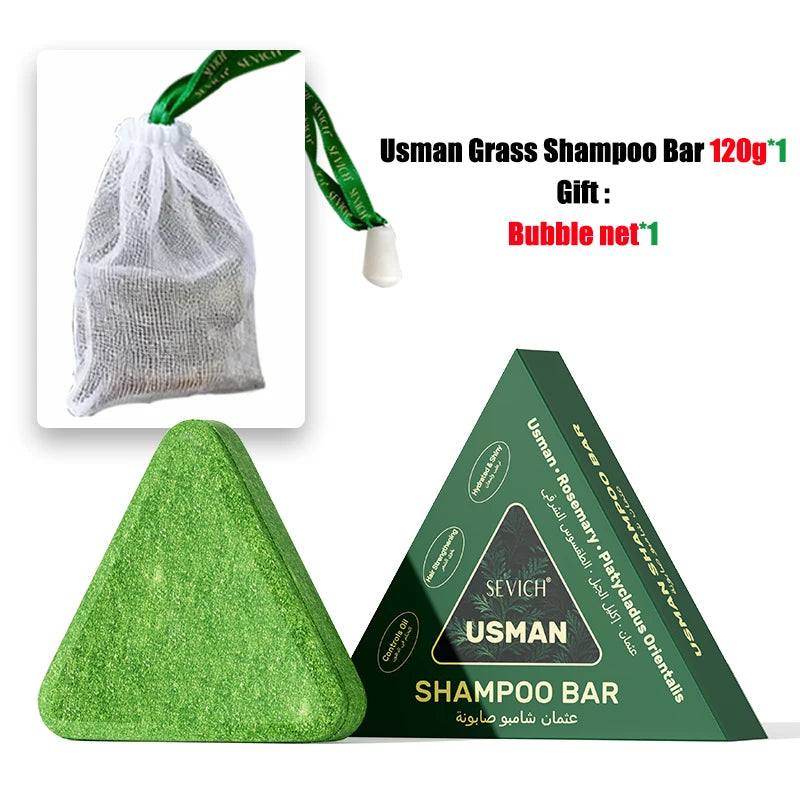 Usman Grass & Platycladus Herbal Shampoo Bar – Natural Hair‑Loss Care, Root Strengthening, Oil‑Control & Scalp‑Cleansing Growth Formula