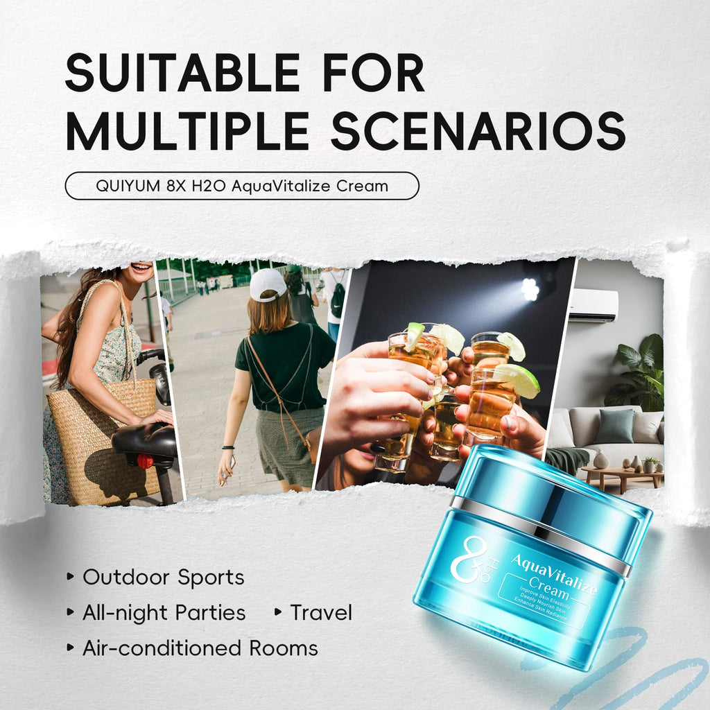 Quiyum 8X H2O AquaVitalize Cream 55g Deep Nourishing Daily Face Cream Boost Skin Radiance Maintain Skin Elasticity